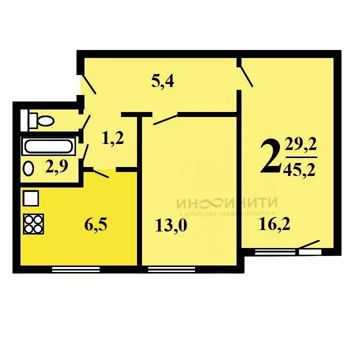 2-к кв. Москва Чертановская ул., 16К2 (45.2 м) - Фото 1