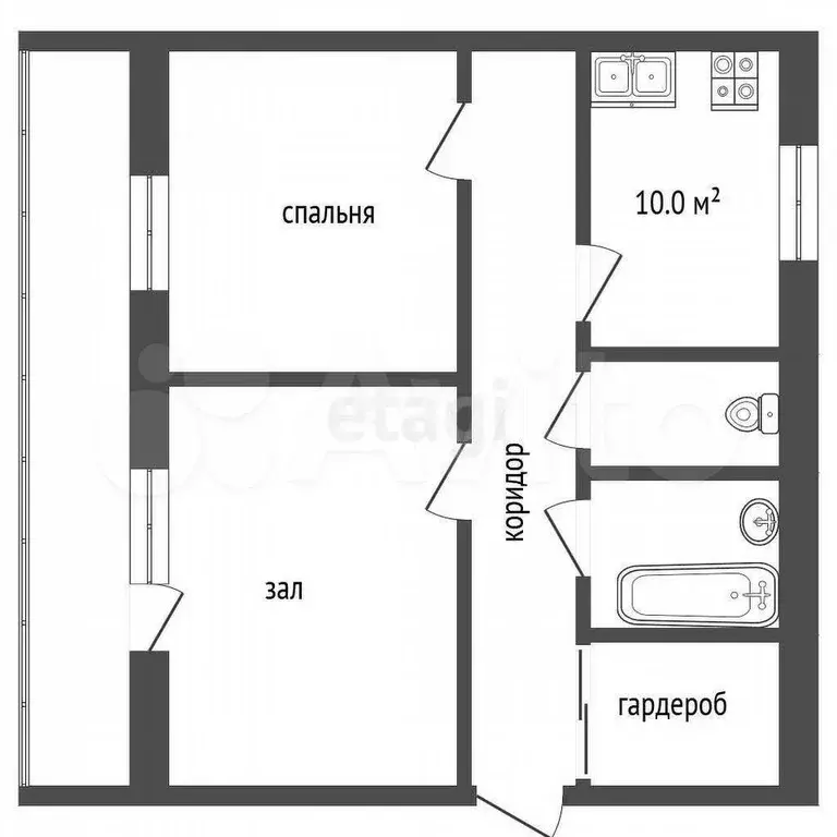 3-к. квартира, 63,9 м, 2/5 эт. - Фото 0