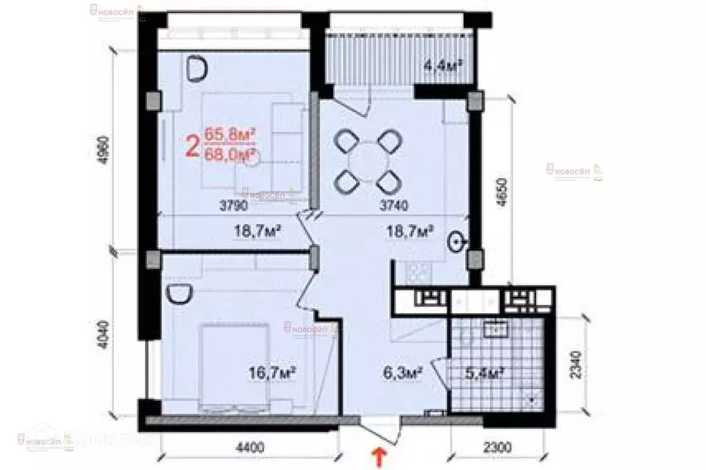 Продаётся 2-к квартира, 68 м - Фото 1