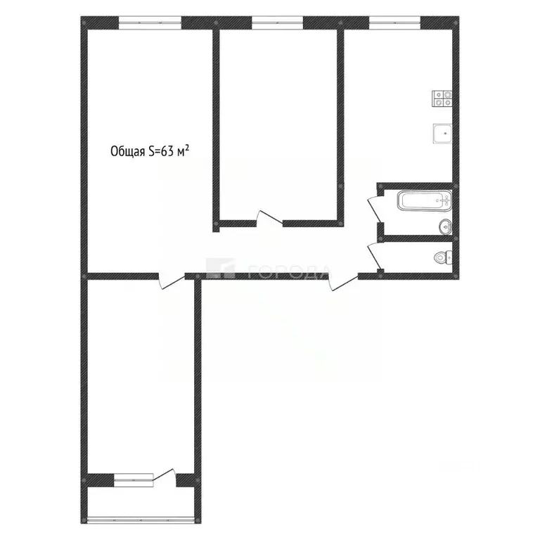 3-к кв. Кемеровская область, Новокузнецк Транспортная ул., 51 (63.0 м) - Фото 2