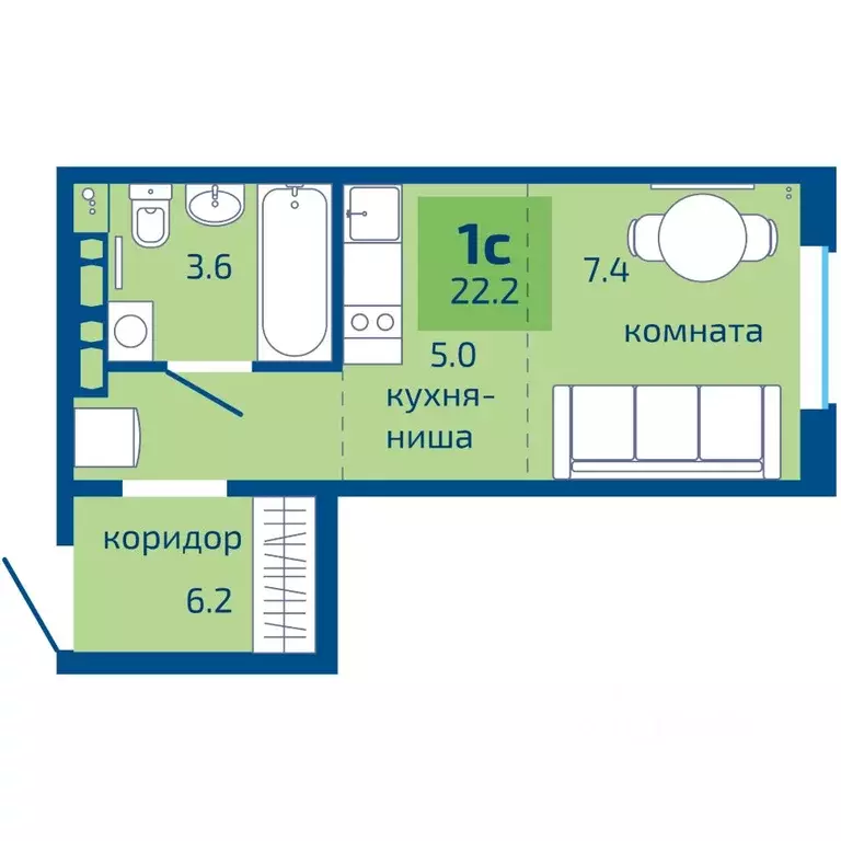 1-к кв. Пермский край, Пермь ул. Старшего Лейтенанта Гачегова (22.2 м) - Фото 0