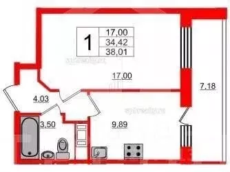 1-к кв. Ленинградская область, Всеволожский район, пос. Бугры бул. ... - Фото 2