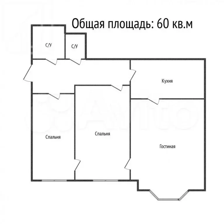 3-к. квартира, 60 м, 2/6 эт. - Фото 0