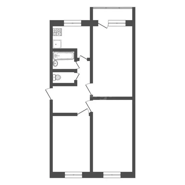 3-комнатная квартира: Тула, микрорайон Мясново, 4-й проезд Мясново, 51 ... - Фото 1