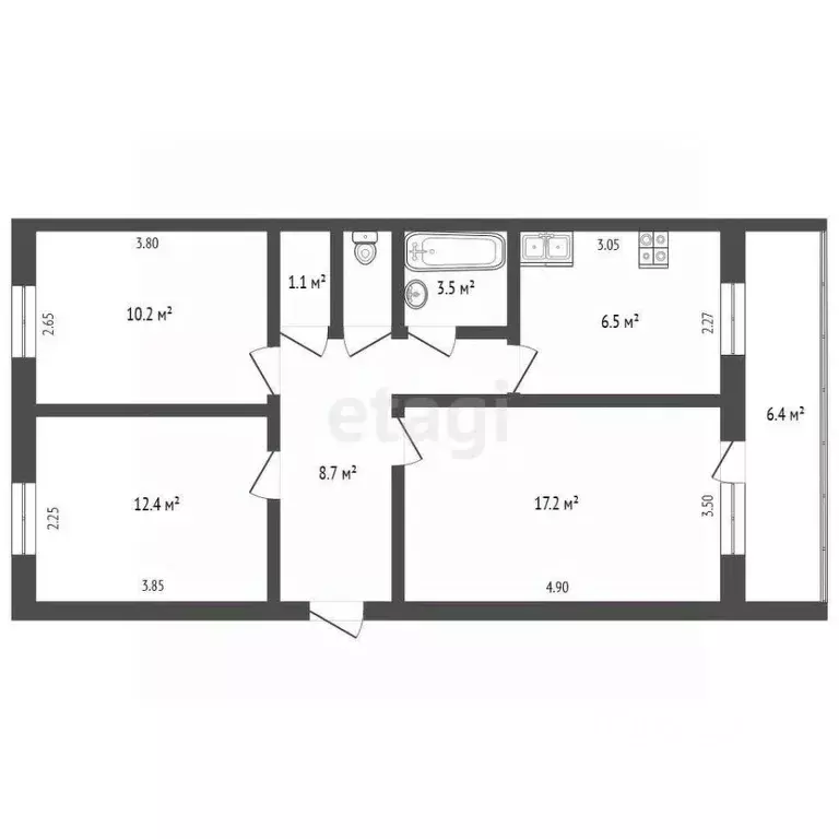 3-к кв. Башкортостан, Бирск ул. Корочкина, 1 (63.2 м) - Фото 2