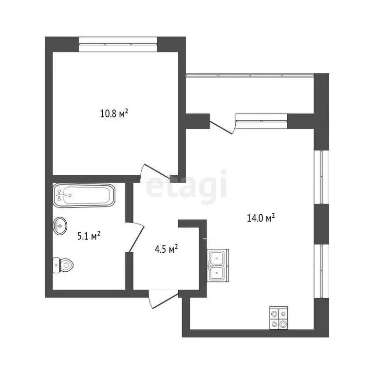 1-комнатная квартира: Тюмень, улица Евгения Войнова, 3 (36.1 м) - Фото 1