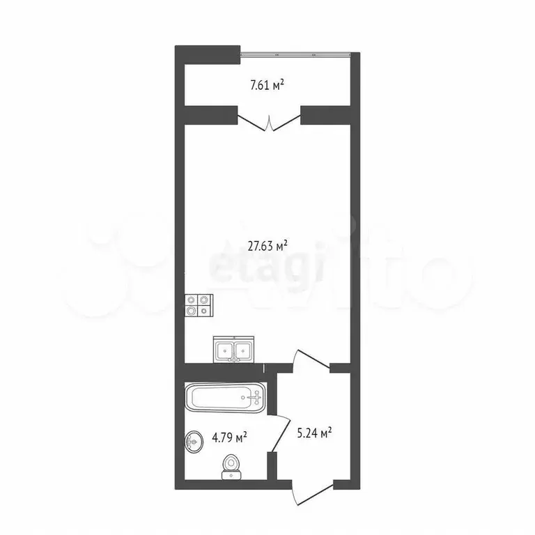 Апартаменты-студия, 45 м, 3/8 эт. - Фото 0