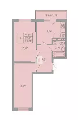 2-комнатная квартира: Яблоновский, Шоссейная улица, 65 (53.2 м) - Фото 1