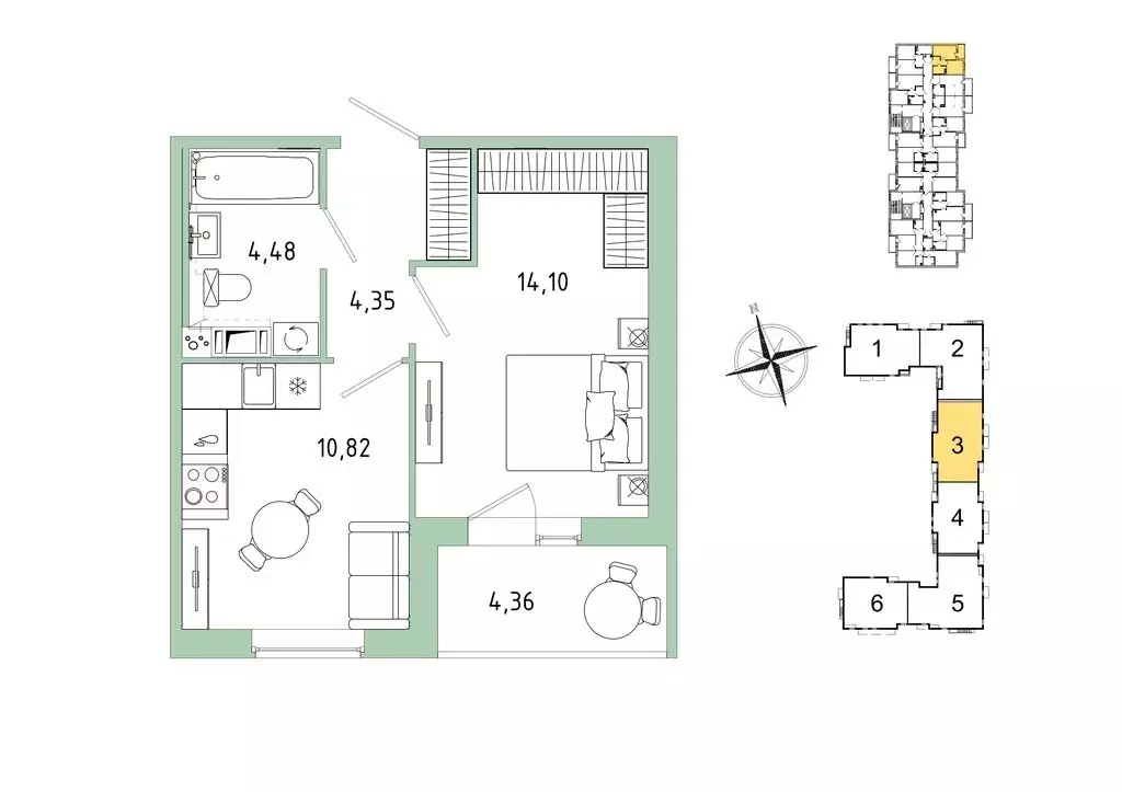 1-комнатная квартира: Гатчина, микрорайон Въезд (35.93 м) - Фото 1