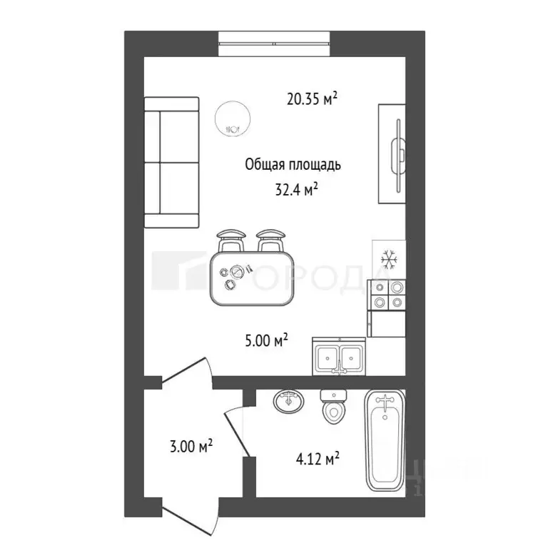 Студия Новосибирская область, Новосибирск ул. Александра Чистякова, ... - Фото 2