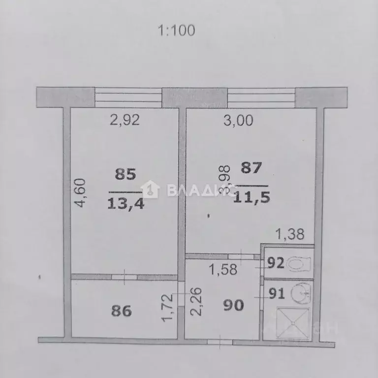 1-к кв. Белгородская область, Белгород пер. Пушкина, 12 (34.0 м) - Фото 2