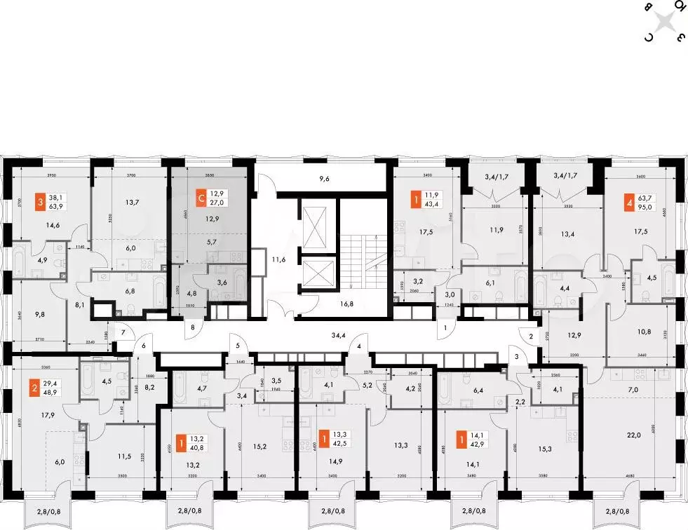 Квартира-студия, 27 м, 8/10 эт. - Фото 1