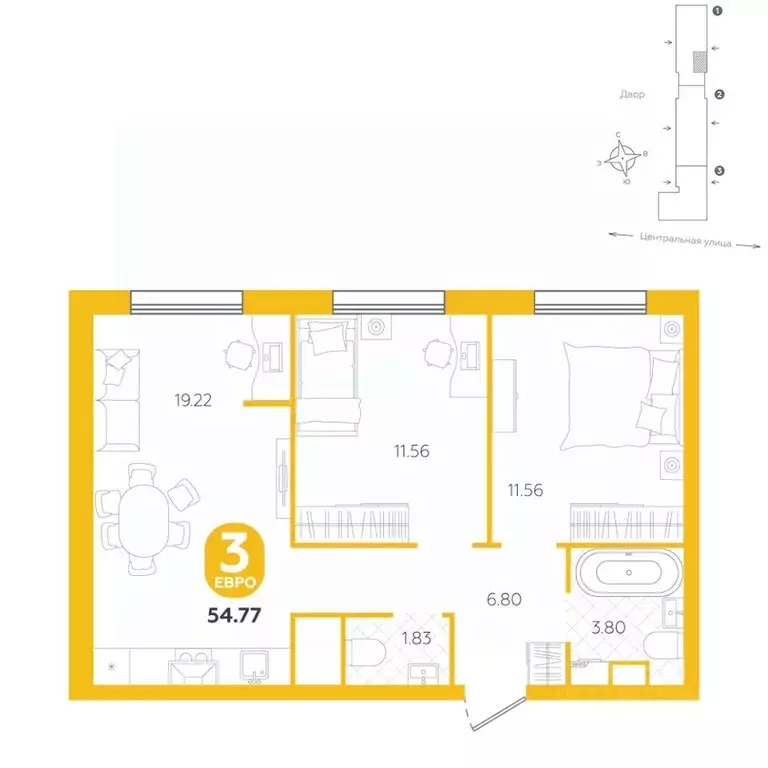 3-к кв. Тюменская область, Тюменский район, с. Горьковка Центральная ... - Фото 0