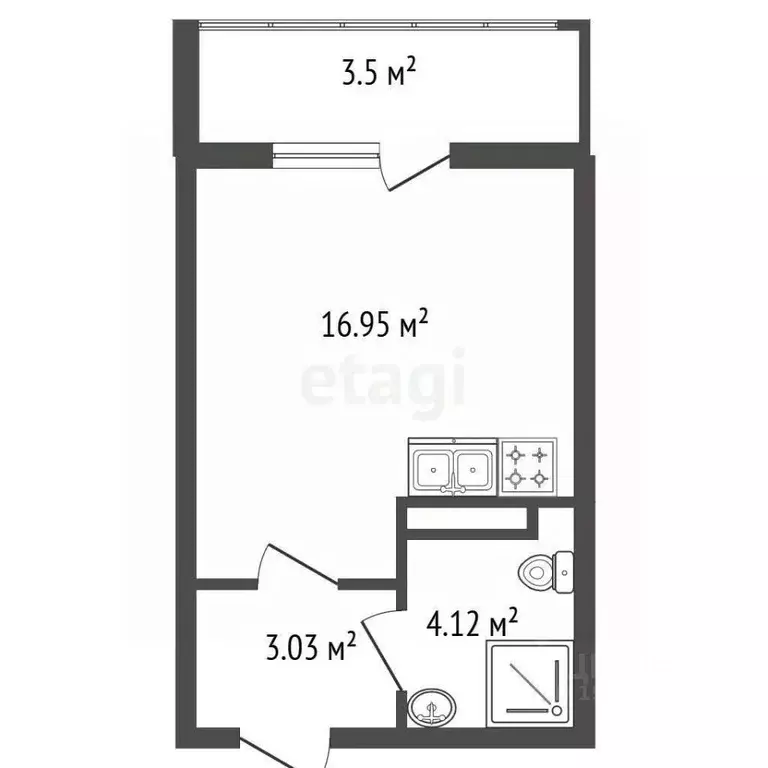 Студия Ленинградская область, Мурино Всеволожский район, просп. ... - Фото 2