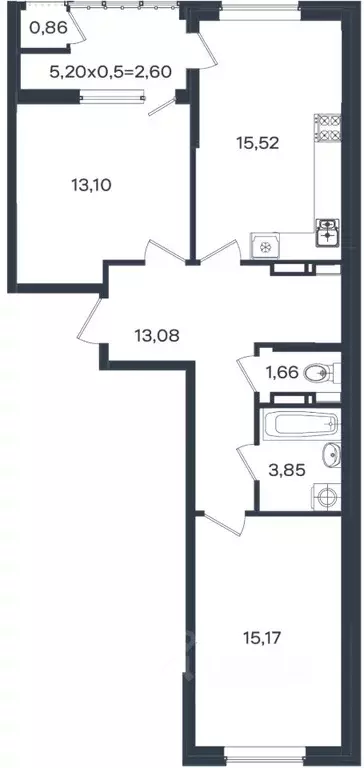2-к кв. Краснодарский край, Краснодар Образцово мкр,  (65.84 м) - Фото 1