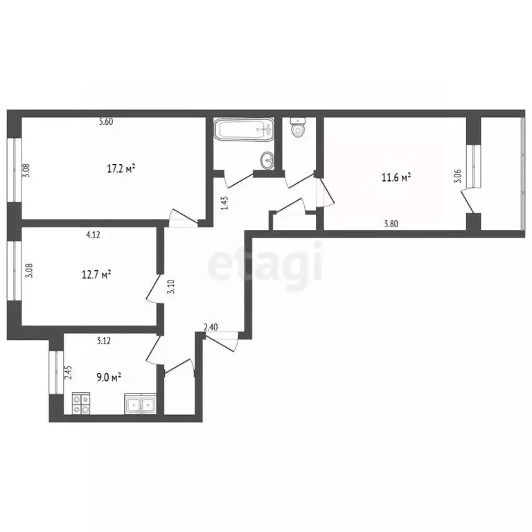 3-к кв. Чувашия, Чебоксары ул. Чернышевского, 6 (66.2 м) - Фото 2