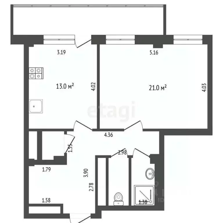 1-к кв. Тюменская область, Тюмень бул. Бориса Щербины, 22 (51.9 м) - Фото 1