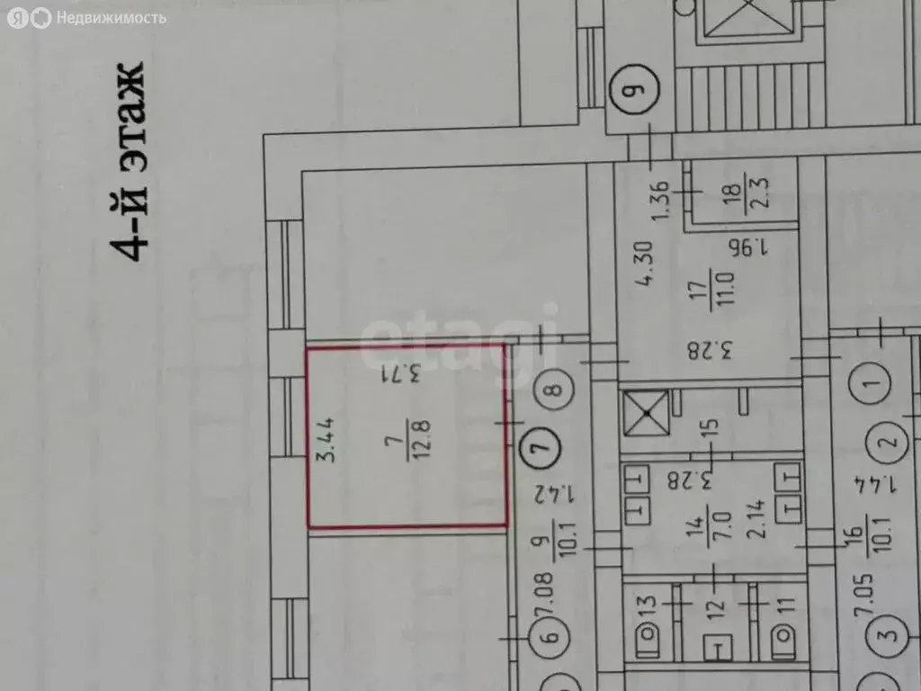 1к в -комнатной квартире (12.8 м) - Фото 1