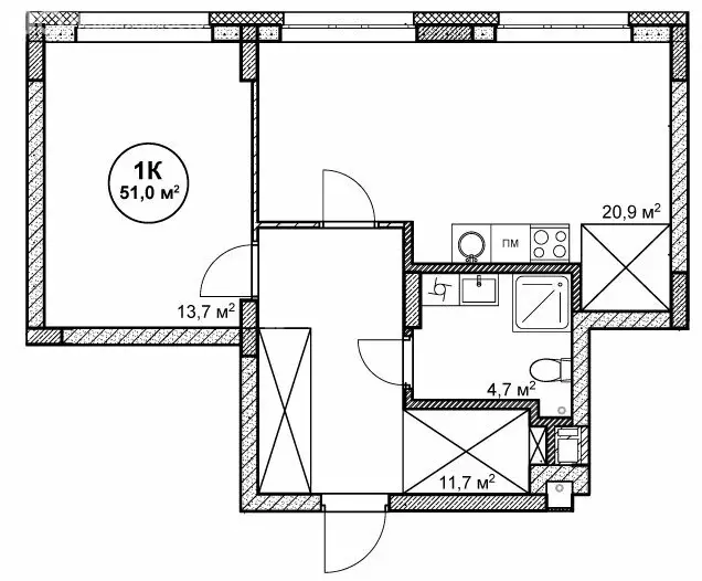 1-комнатная квартира: Нижний Новгород, посёлок Cовхоза Цветы (51 м) - Фото 1