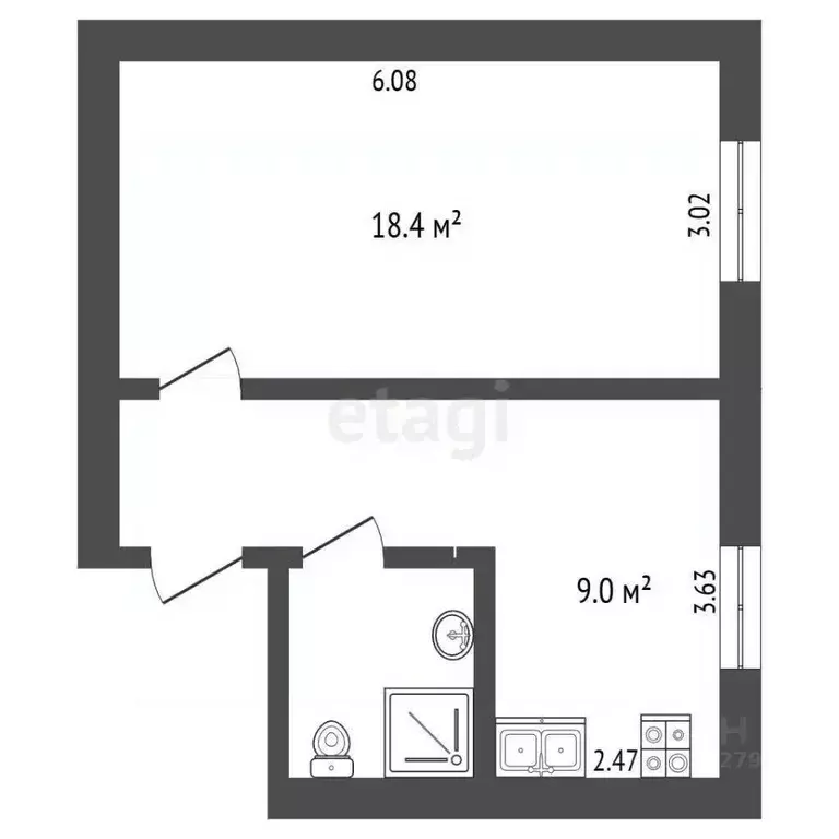 1-к кв. Белгородская область, Белгород Донецкая ул., 83Ж (36.3 м) - Фото 1