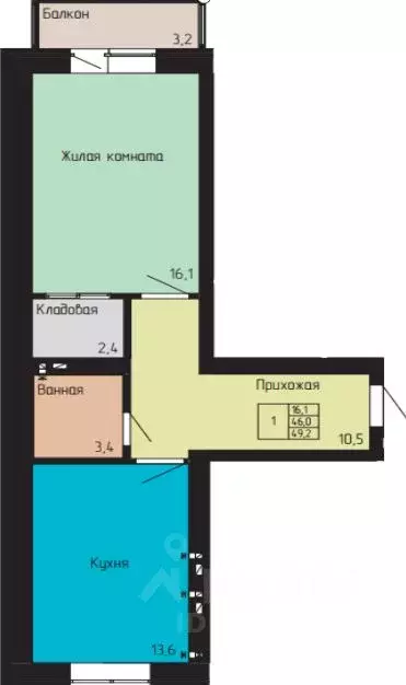 1-к кв. Ставропольский край, Ессентуки  (49.2 м) - Фото 0