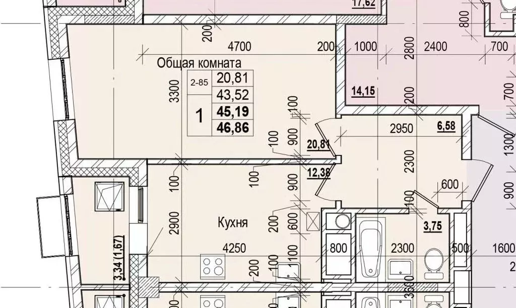 1-к кв. Саха (Якутия), Якутск ул. Чкалова (45.19 м) - Фото 0