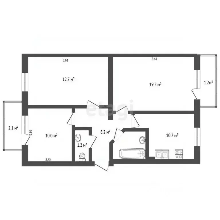 3-к кв. Крым, Феодосия ул. Грина, 35к2 (70.6 м) - Фото 2