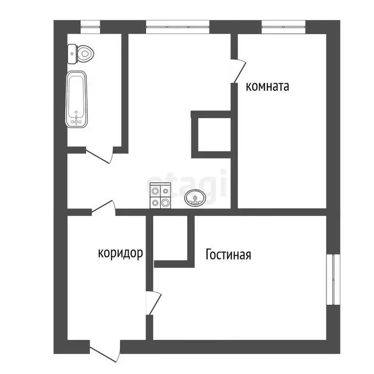 2-комнатная квартира: Улан-Удэ, улица Шишкина, 38 (46.8 м) - Фото 1