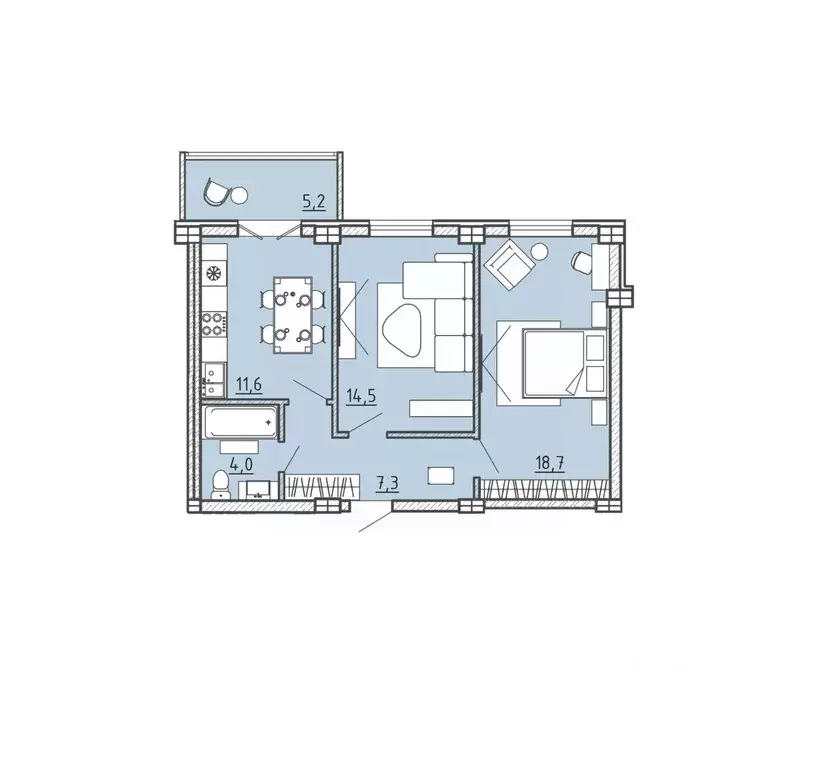 2-к кв. Воронежская область, Воронеж Цимлянская ул., 10В/2 (57.5 м) - Фото 1