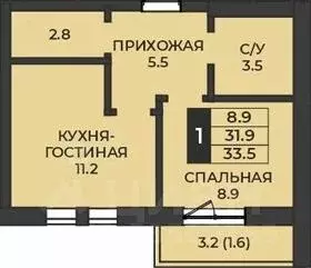 1-к кв. Оренбургская область, Оренбург Гранд Парк жилой комплекс (33.5 ... - Фото 1