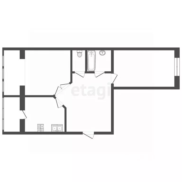 2-к кв. Татарстан, Набережные Челны 32-й комплекс, 5 (44.0 м) - Фото 2