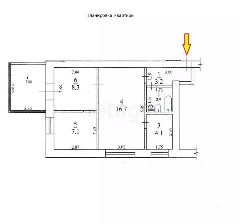 3-к кв. Севастополь ул. Гоголя, 20А (42.5 м) - Фото 1