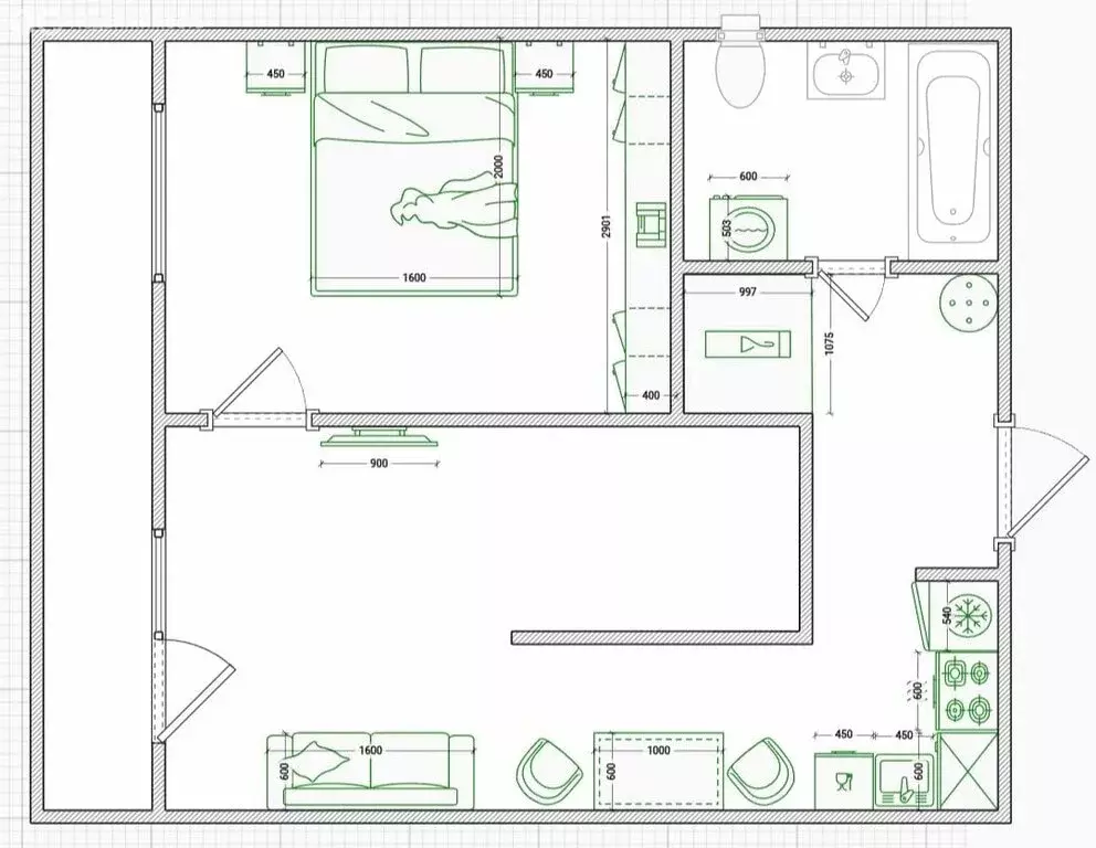 2-комнатная квартира: Абакан, улица Генерала Тихонова, 4 (45.5 м) - Фото 0