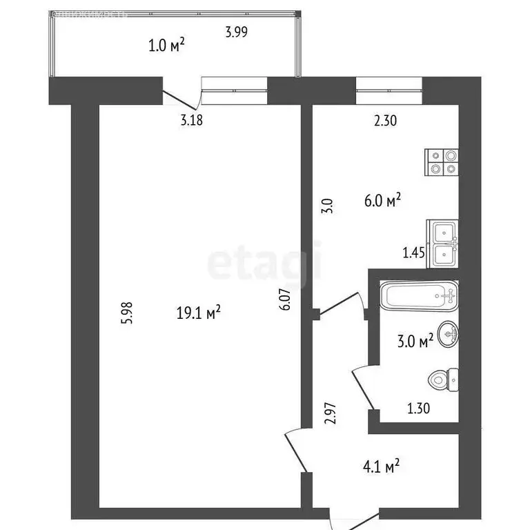 1-комнатная квартира: Стерлитамак, Коммунистическая улица, 43 (32.2 м) - Фото 1