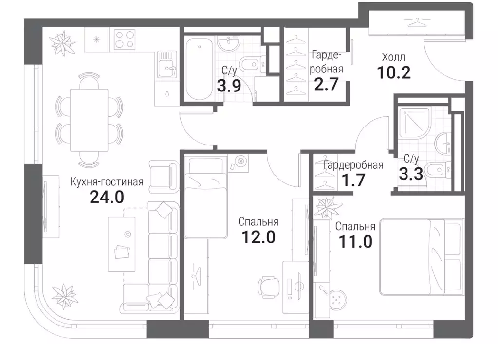 Продаётся 2-к квартира, 68.6 м - Фото 0