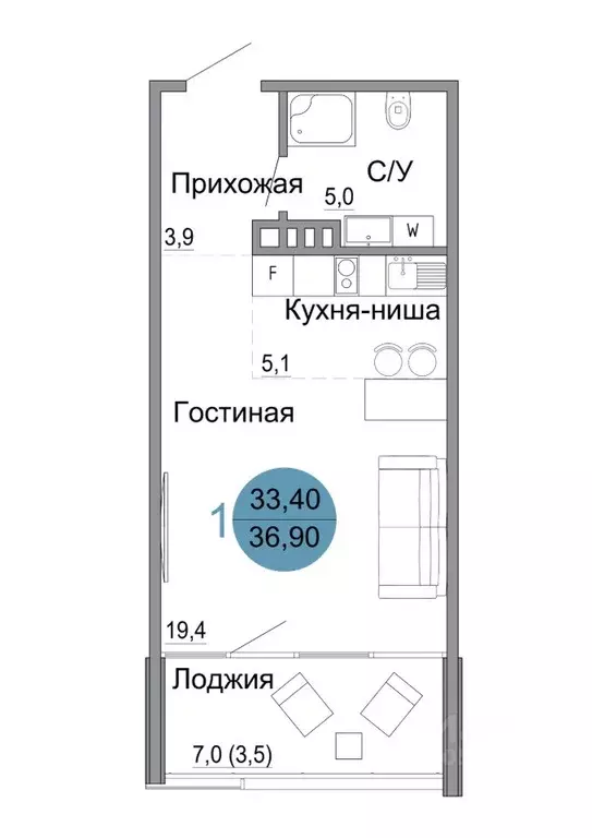 1-к кв. Крым, Керчь Белый город жилой комплекс (36.9 м) - Фото 0