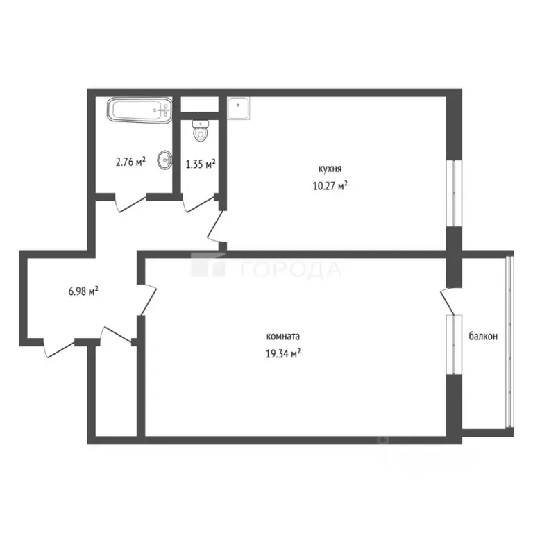 1-к кв. Томская область, Томск Сибирская ул., 115 (42.7 м) - Фото 2
