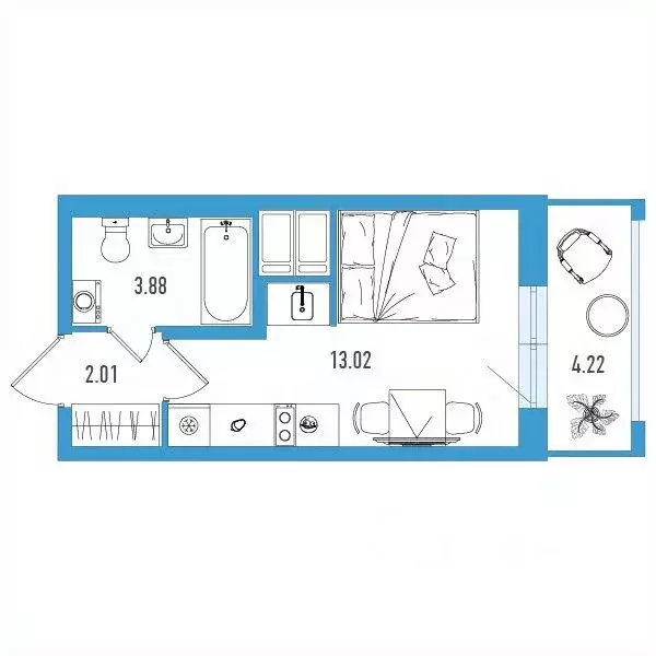 Студия Санкт-Петербург ул. Тельмана, 37 (20.18 м) - Фото 0