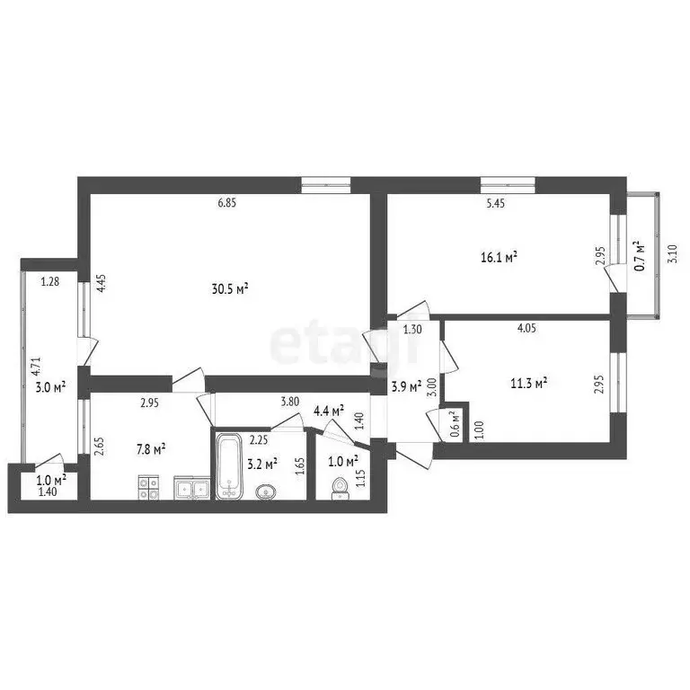 4-комнатная квартира: Лениногорск, улица Осипенко, 7 (78.8 м) - Фото 1