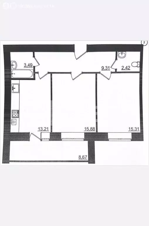 2-комнатная квартира: Кострома, микрорайон Малышково, улица Суслова, ... - Фото 1