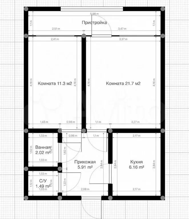 2-к. квартира, 49,9 м, 2/5 эт. - Фото 0