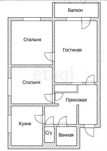 3-к. квартира, 66,6 м, 1/9 эт. - Фото 0