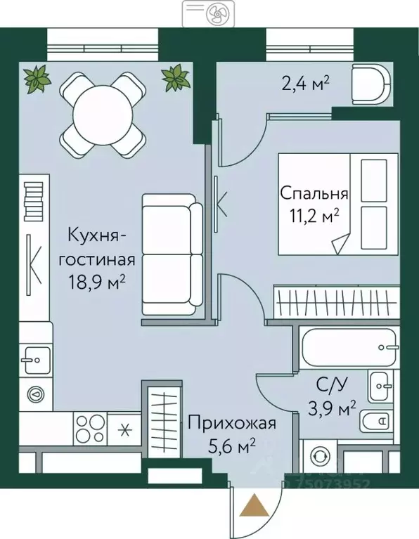 1-к кв. Волгоградская область, Волгоград Новосибирская ул., 74с1 (42.0 ... - Фото 0