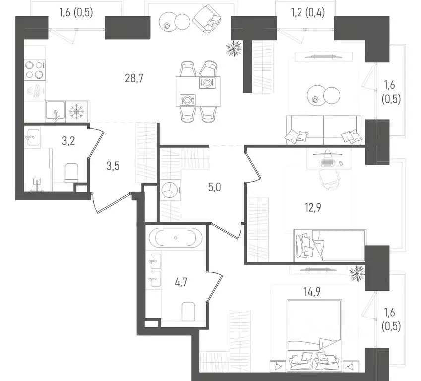 2-к кв. Москва ул. Обручева, 27К2С1 (74.8 м) - Фото 2