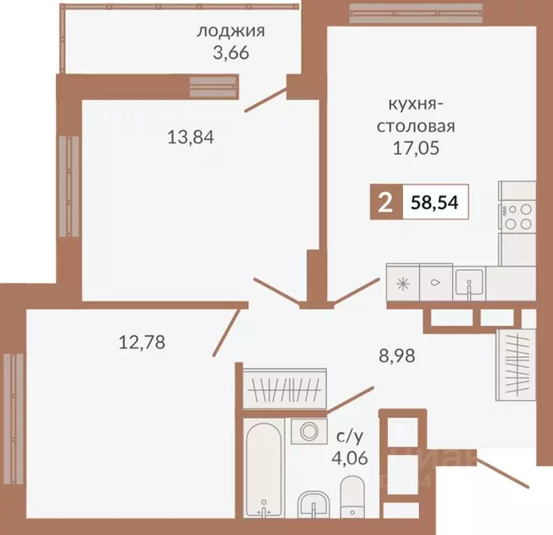 2-к кв. Свердловская область, Екатеринбург ВИЗ жилрайон, Видный жилой ... - Фото 0