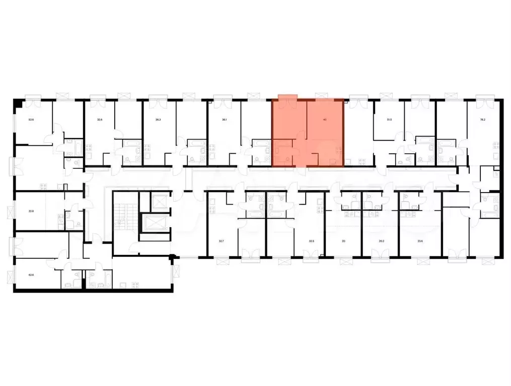 1-к. квартира, 40 м, 5/9 эт. - Фото 1