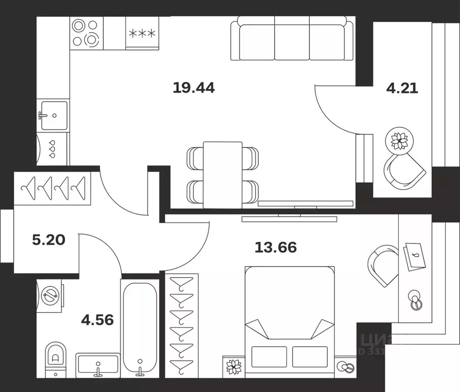 1-к кв. Тульская область, Тула городской округ, с. Осиновая Гора ул. ... - Фото 0