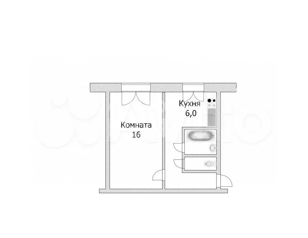 1-к. квартира, 31 м, 4/5 эт. - Фото 0