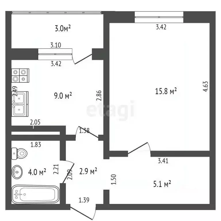 1-к кв. Оренбургская область, Оренбург ул. Дорофеева, 3 (37.3 м) - Фото 1