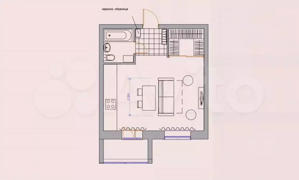 Апартаменты-студия, 11,5 м, 3/3 эт. - Фото 0